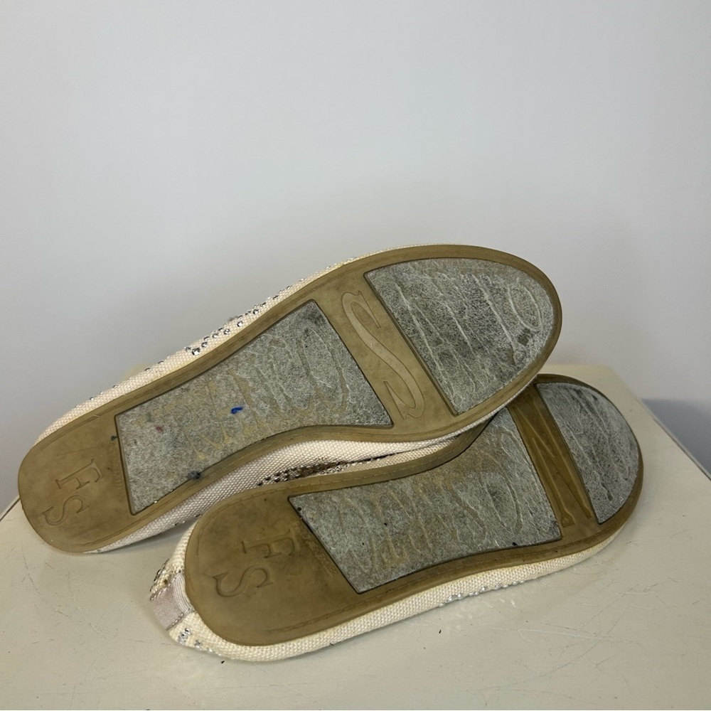 Franco Sarto Embellished Tan Canvas L-Zapp Ballet Flats, Size 7 - Picture 5 of 6